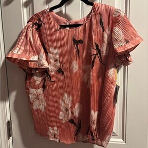 Floral Pleated Pink Top